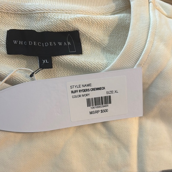 Ruff Ryders x Who Decides War Ivory Crewneck Authentic w/ TAGS - Picture 3 of 5